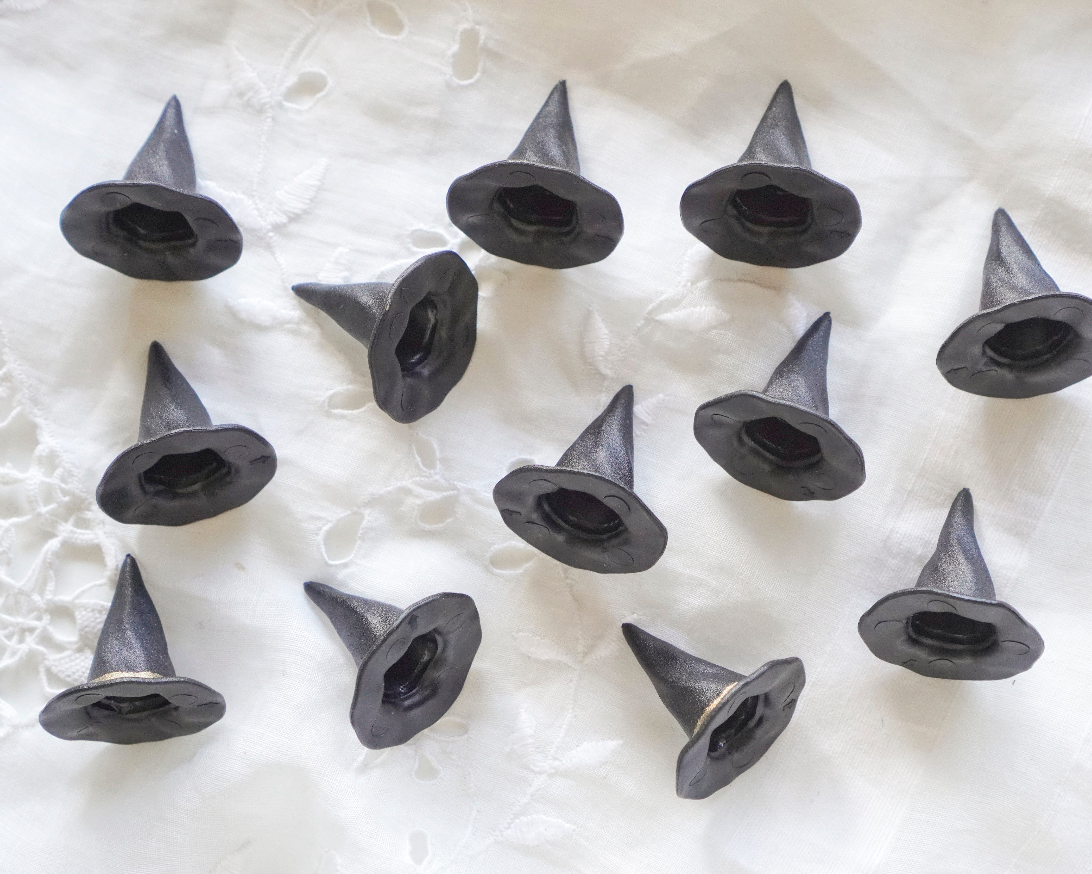 Miniature Witch Hats, 1-Inch Pointy Plastic Craft Hats - 12 Pcs.