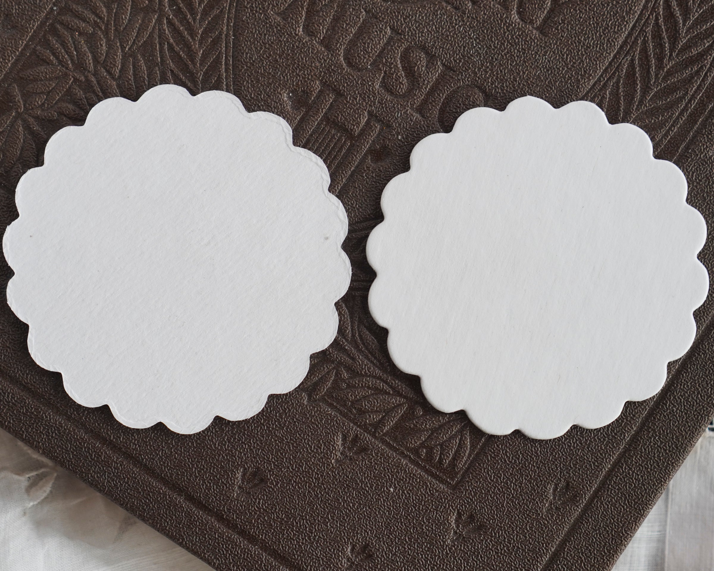 3Inch Chipboard Craft Circles Die Cut Scalloped Edge White Cardboar