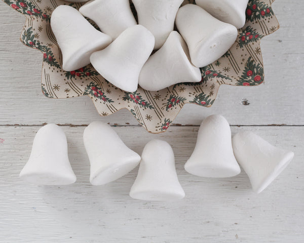 Spun Cotton Bell Ornament Blanks - 50mm Vintage-Style Craft Shapes, 12 Pcs.