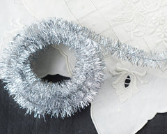 Wired Tinsel Trim - Silver Lurex Garland, 3 Yds.