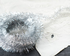Wired Tinsel Trim - Silver Lurex Garland, 3 Yds.