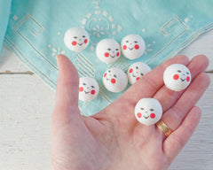Spun Cotton Heads: FOLK DOLL - Vintage-Style Cotton Angel Heads, 12 Pcs.