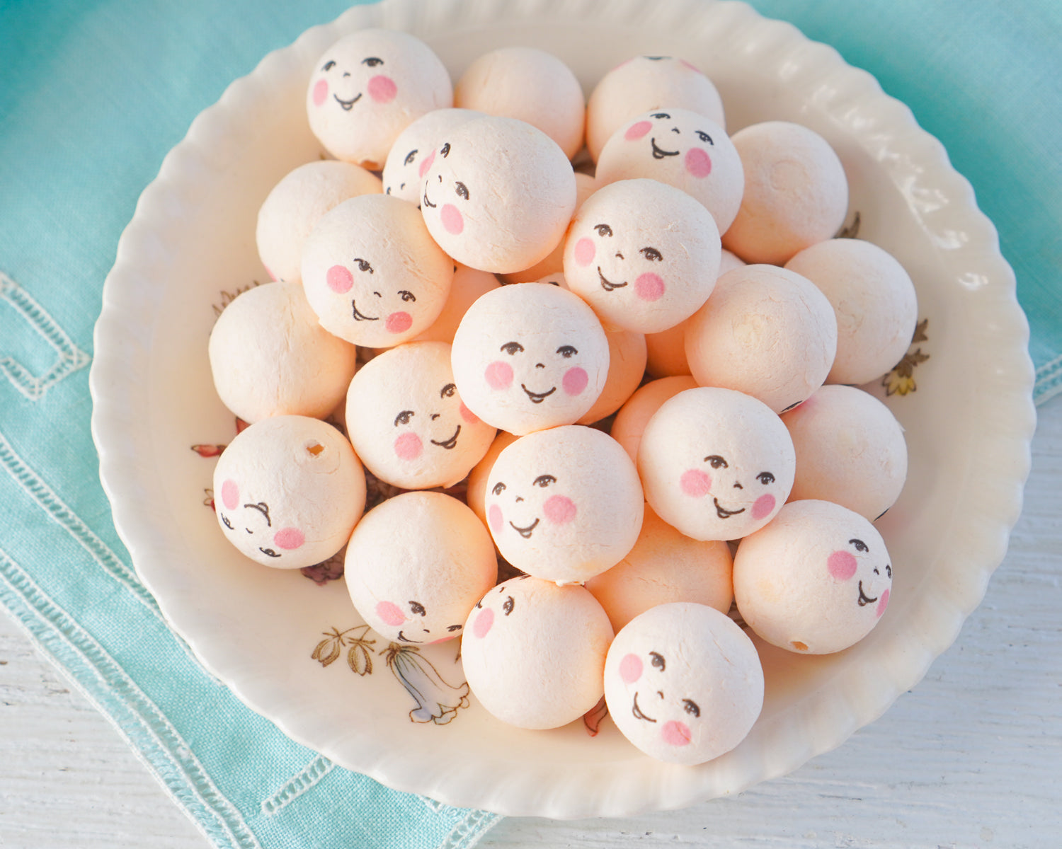 Cream Spun Cotton Heads: FOLK DOLL - Vintage-Style Cotton Angel Heads, 12 Pcs.