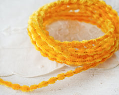 Caterpillar Bump Chenille - Vintage Harvest Gold Crushed Velvet Wired Trim, 3 Yds.