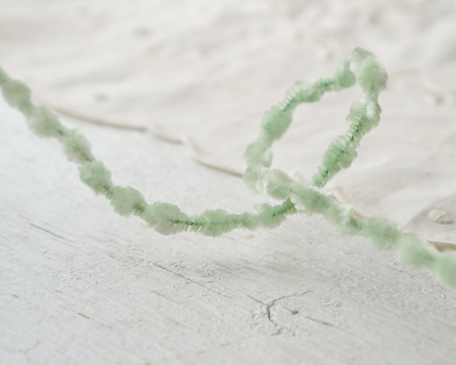 Caterpillar Bump Chenille - Mint Green Crushed Velvet Wired Trim, 3 Yds.