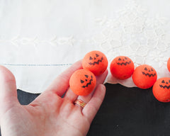 Spun Cotton Heads: SPOOKY PUMPKIN - Vintage-Style Cotton Jack o Lantern Heads with Faces