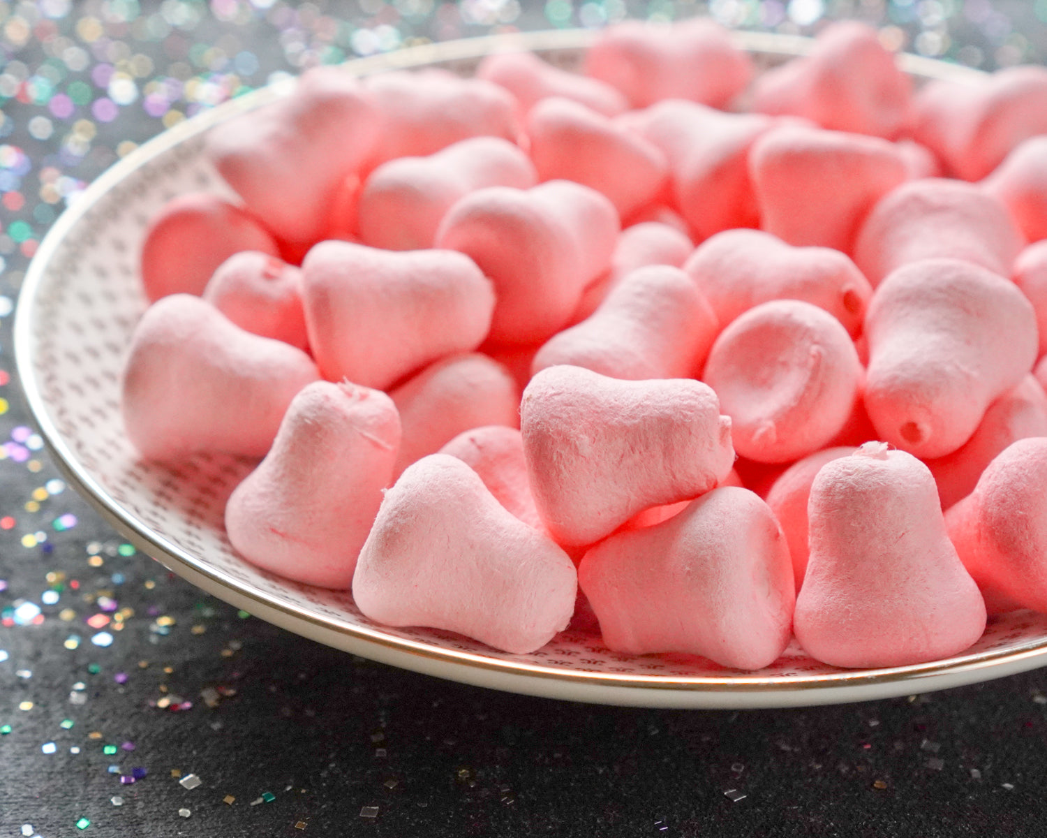 Mini Pink Bells - 20mm Tinted Spun Cotton Craft Shapes, 24 Pcs.