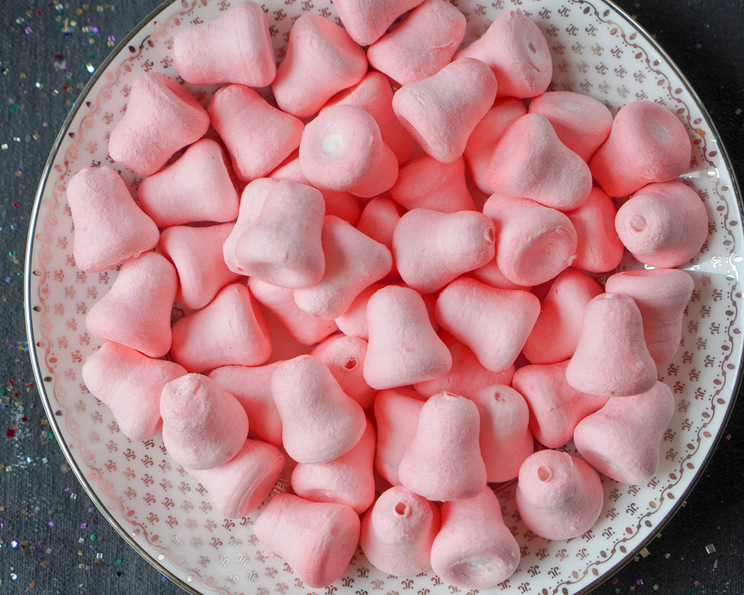 Mini Pink Bells - 20mm Tinted Spun Cotton Craft Shapes, 24 Pcs.