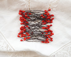 Mini Holly Berry Wired Stems - 50 Pcs.