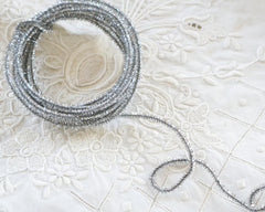 Wired Tinsel Cord - Skinny Silver Lurex Trim, 3 Yds.