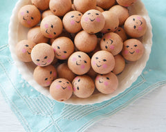 Brown Spun Cotton Heads: FOLK DOLL - Vintage-Style Cotton Angel Heads, 12 Pcs.