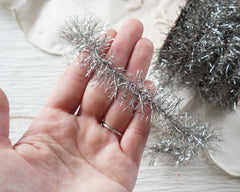 Tinsel Garland - Aged Silver Vintage Style Christmas Trim
