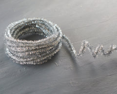 Silver Pipe Cleaner Roping - Wired Metallic Lurex Craft Trim, 3 Yds.