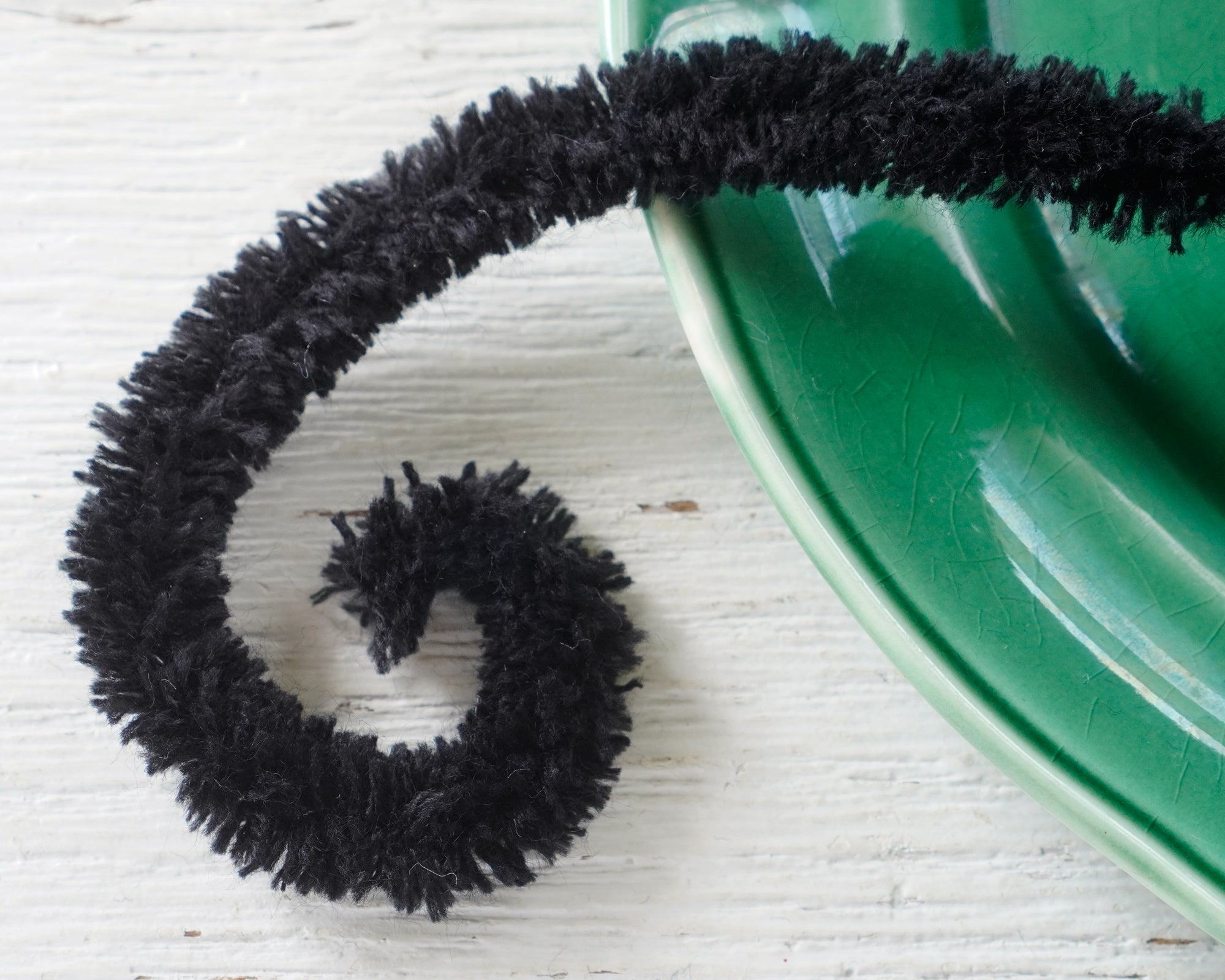 Wired Black Yarn Trim - Fluffy Yarn Fur Craft Cord, 3 Yds.
