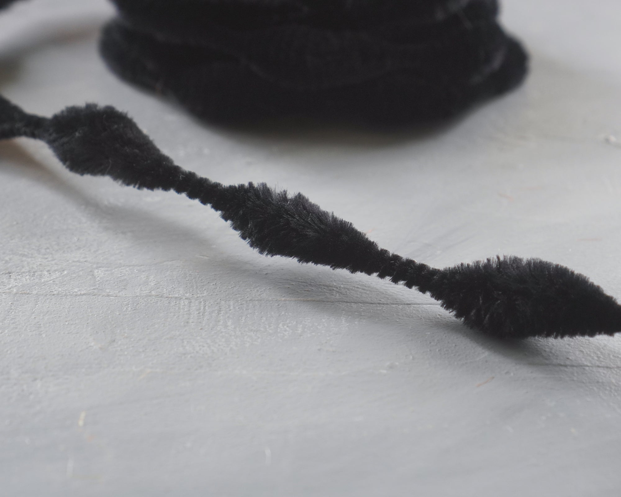 2 Inch Bump Chenille, Black - Short Bump Pipe Cleaner Wired Craft Trim, 3 Yds.