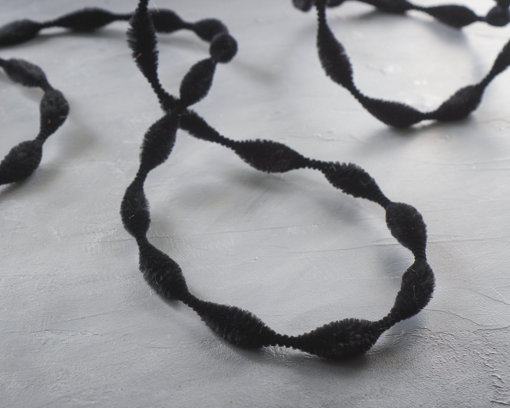 2 Inch Bump Chenille, Black - Short Bump Pipe Cleaner Wired Craft Trim, 3 Yds.