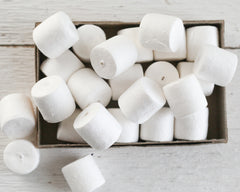 Spun Cotton Cylinders - 25mm Marshmallow / Drum Craft Shapes, 12 Pcs.