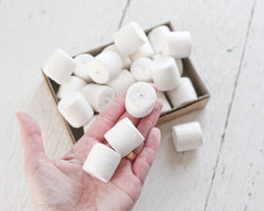 Spun Cotton Cylinders - 25mm Marshmallow / Drum Craft Shapes, 12 Pcs.
