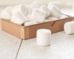 Spun Cotton Cylinders - 25mm Marshmallow / Drum Craft Shapes, 12 Pcs.