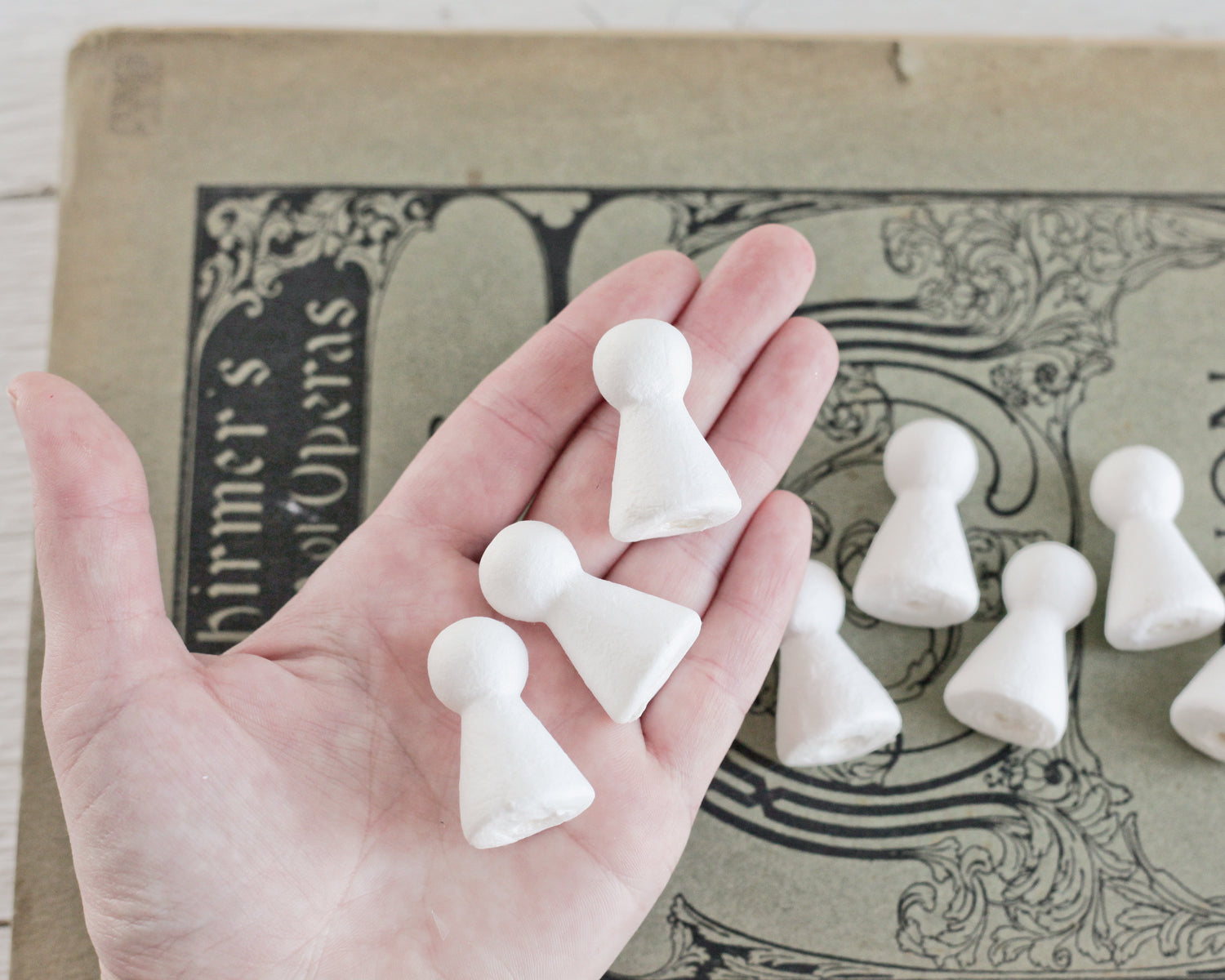 Miniature Spun Cotton Angel / Tiny Peg Doll - Vintage-Style Craft Shapes, 12 Pcs.