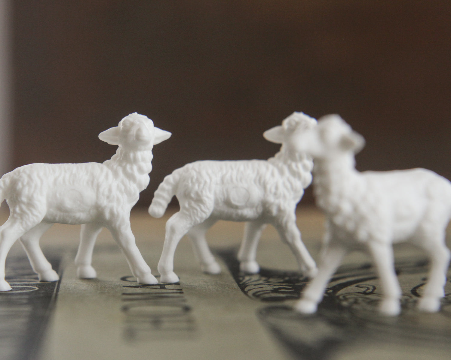 Miniature Sheep - German Plastic Craft Figurines, 6 Pcs.
