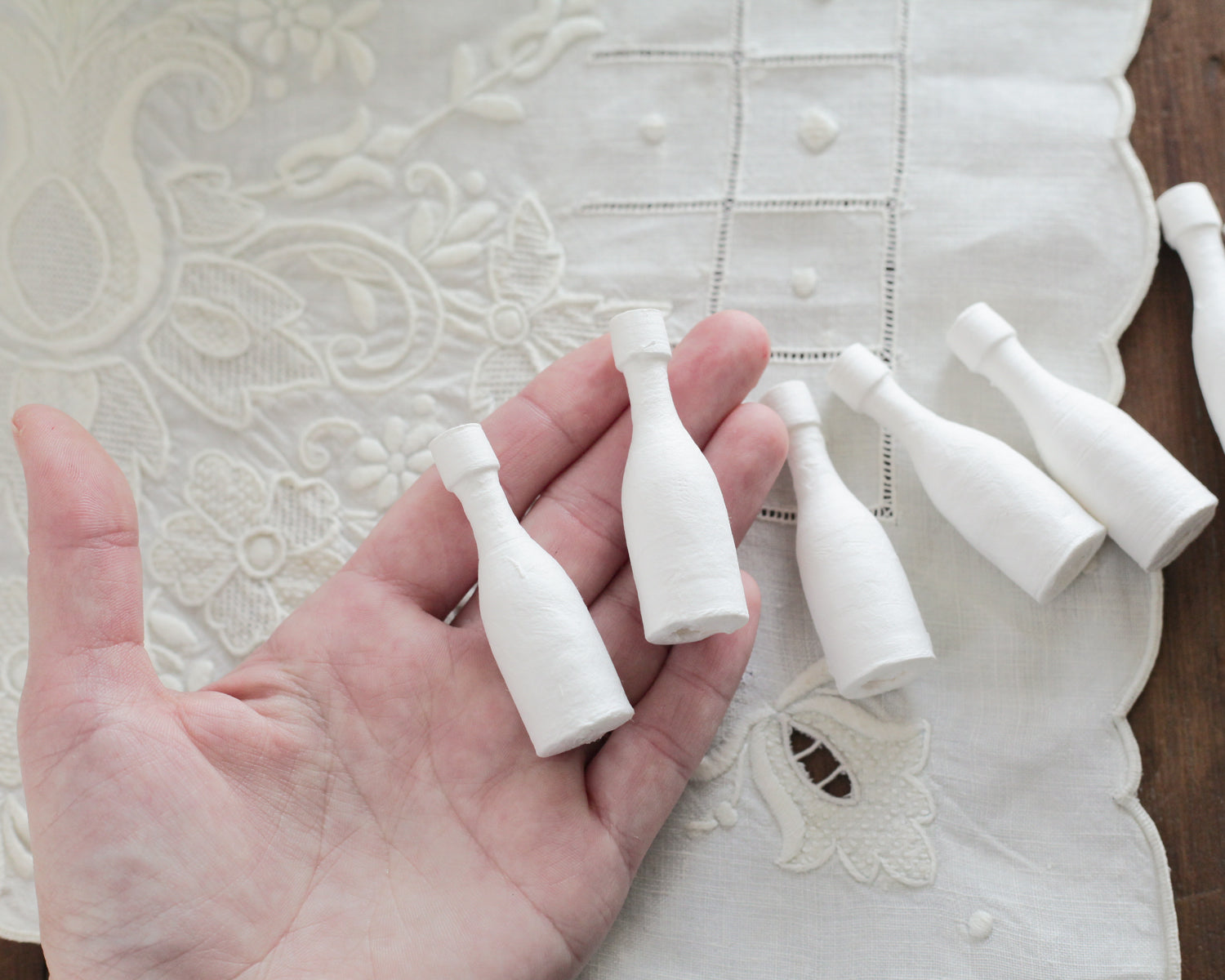 Spun Cotton Champagne Bottles - Miniature Wine Bottle Craft Shapes, 12 Pcs.