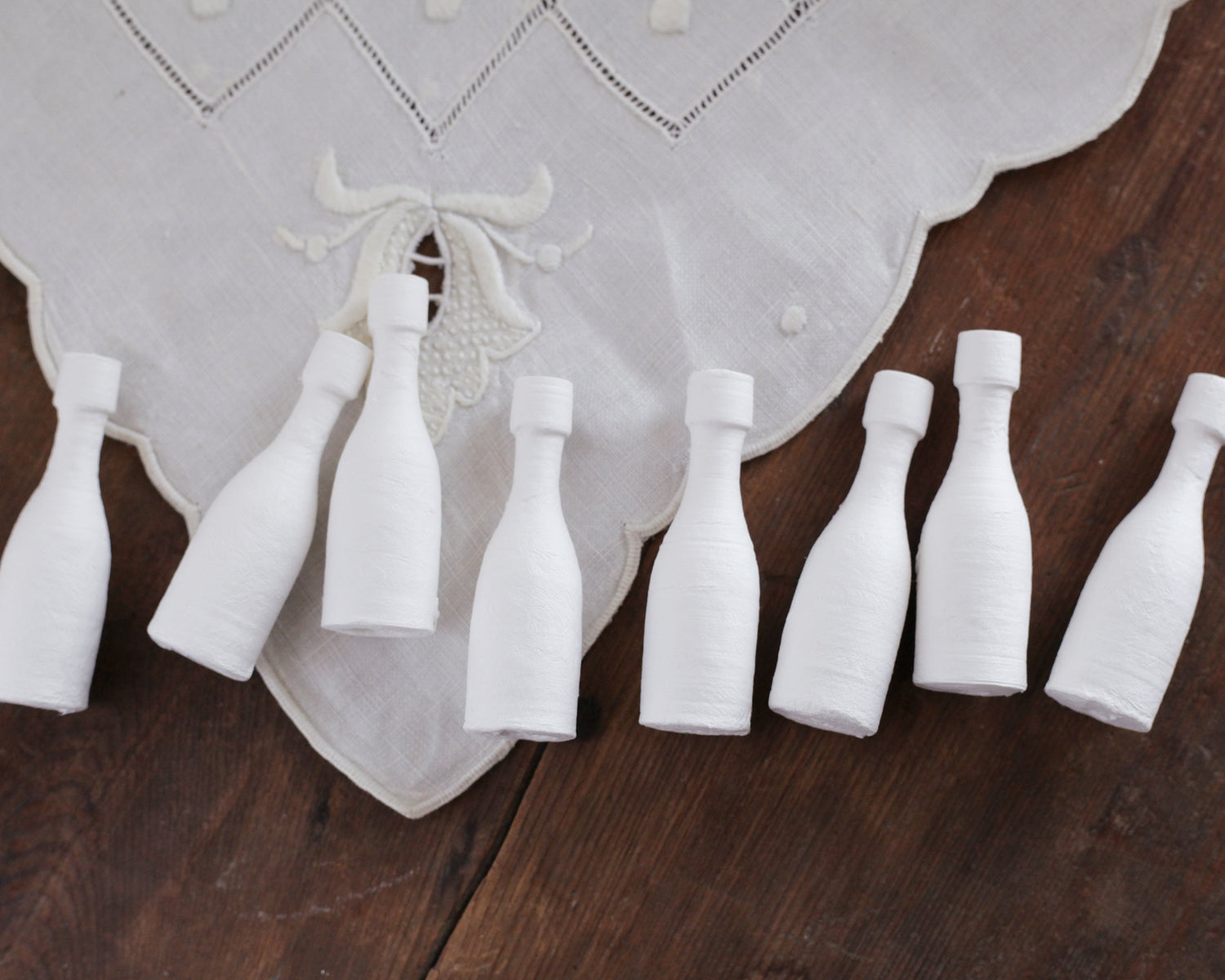 Spun Cotton Champagne Bottles - Miniature Wine Bottle Craft Shapes, 12 Pcs.