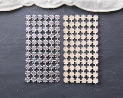 Mini Dresden Stars / Tiny Flowers - Silver, 2 Foiled Paper Sheets