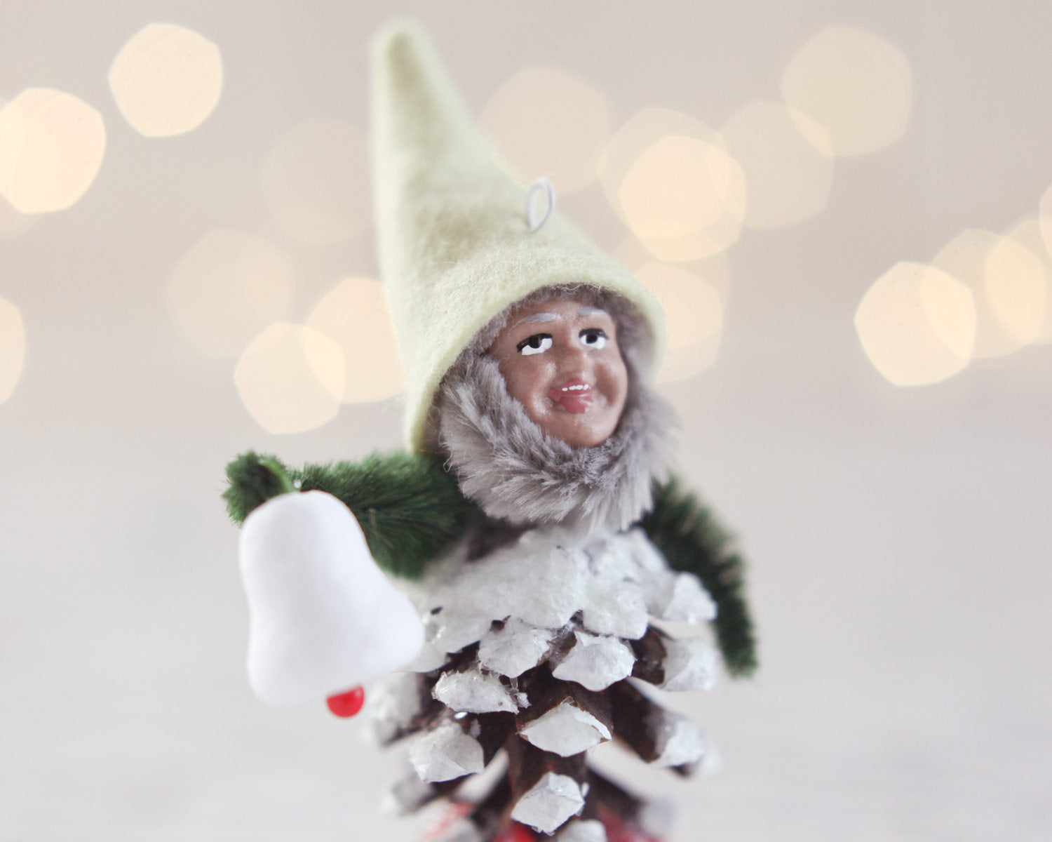 Singing Elf Faces, Brown - Miniature Plastic Face Cabochons for Crafts