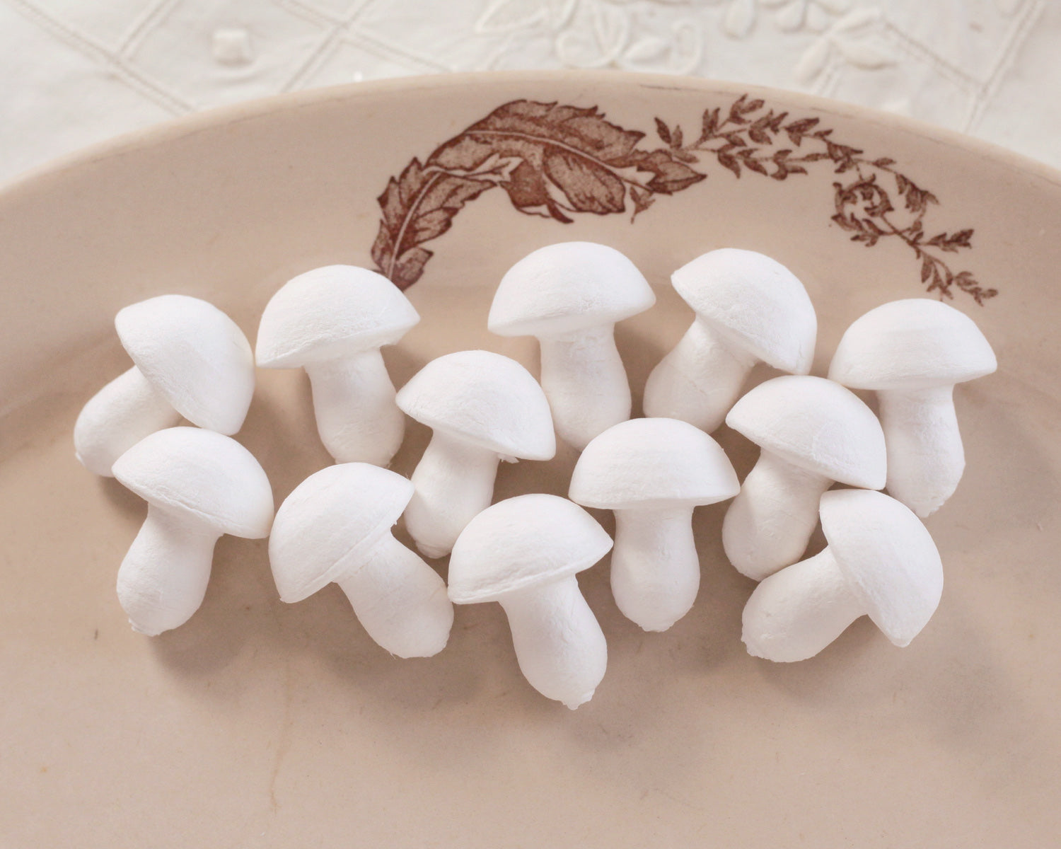 Medium Button Mushrooms - 35 x 28mm Spun Cotton Craft Shapes, 12 Pcs.