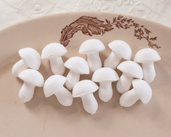 Medium Button Mushrooms - 28 x 35mm Spun Cotton Craft Shapes, 12 Pcs.