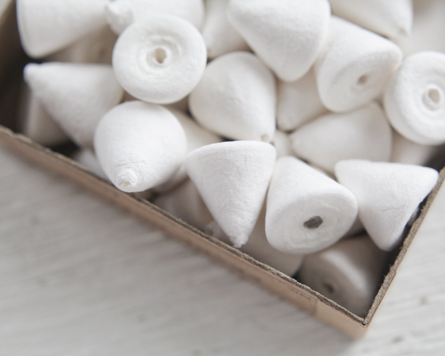 Small Spun Cotton Cones - 18mm Cone Craft Shapes, 12 Pcs.