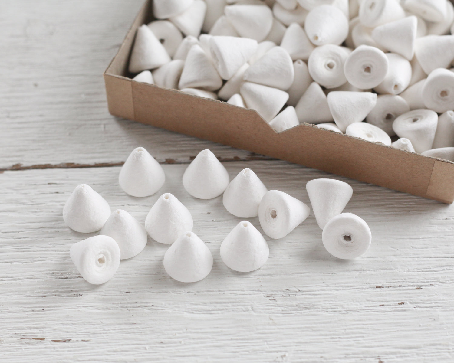 Small Spun Cotton Cones - 18mm Cone Craft Shapes, 12 Pcs.