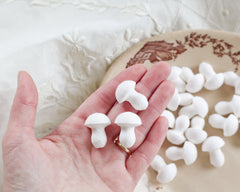 Small Button Mushrooms - 20 x 25mm Spun Cotton Craft Shapes, 50 Pcs.