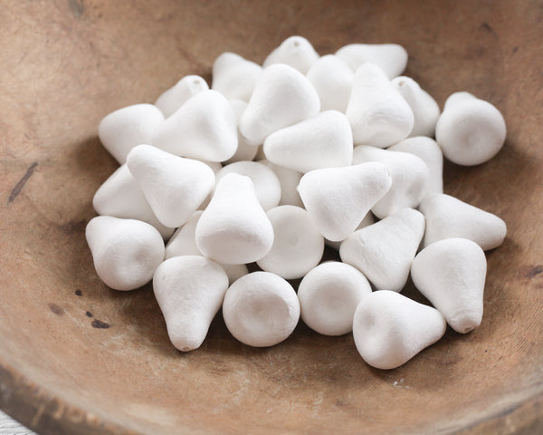 Spun Cotton Flat Pears - 34mm Vintage-Style Fruit Shapes, 12 Pcs.