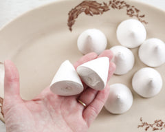 Spun Cotton Cones, 40mm Rounded Cone Craft Shapes, 8 Pcs.