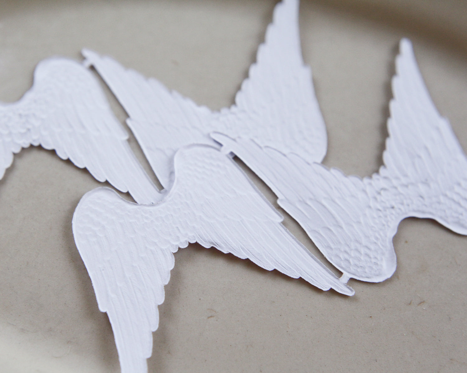 Paper Angel Wings - Embossed White Die Cut Dresden Paper Wings, 4 Pcs.