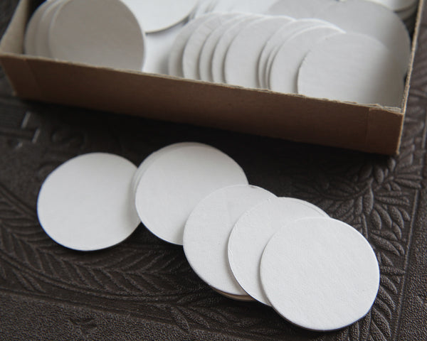 White Chipboard Circles - 1 1/2 Inch Diameter Die Cut Cardboard Rounds, 12 Pcs.