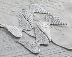 Paper Angel Wings - Embossed Silver Foil Die Cut Dresden Paper Wings, 4 Pcs.