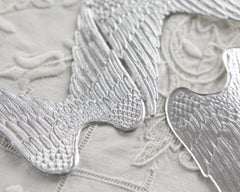 Paper Angel Wings - Embossed Silver Foil Die Cut Dresden Paper Wings, 4 Pcs.