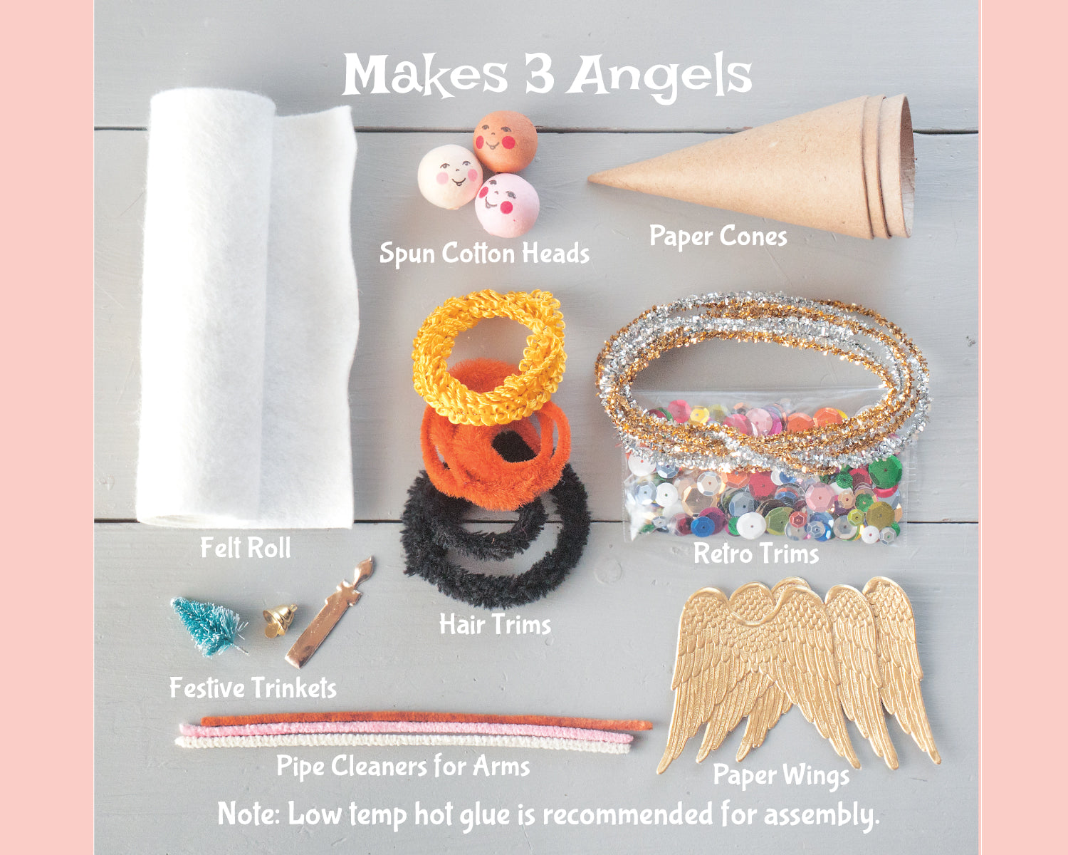 Felt Angel Craft Kit - DIY Retro Sequin Christmas Angels