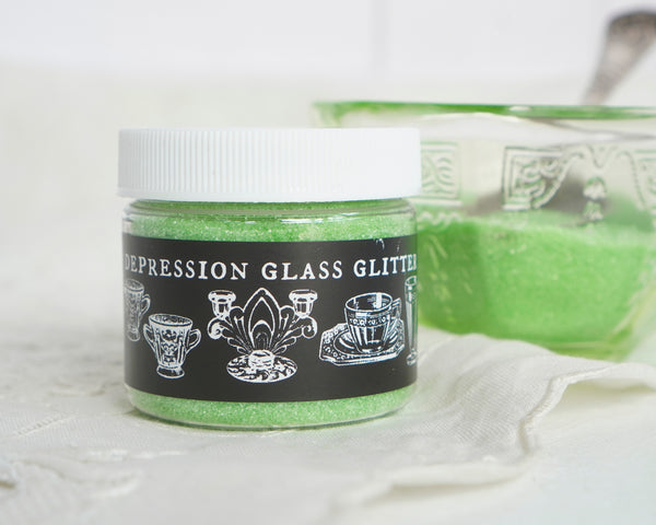 Depression Glass Glitter, Lime Green