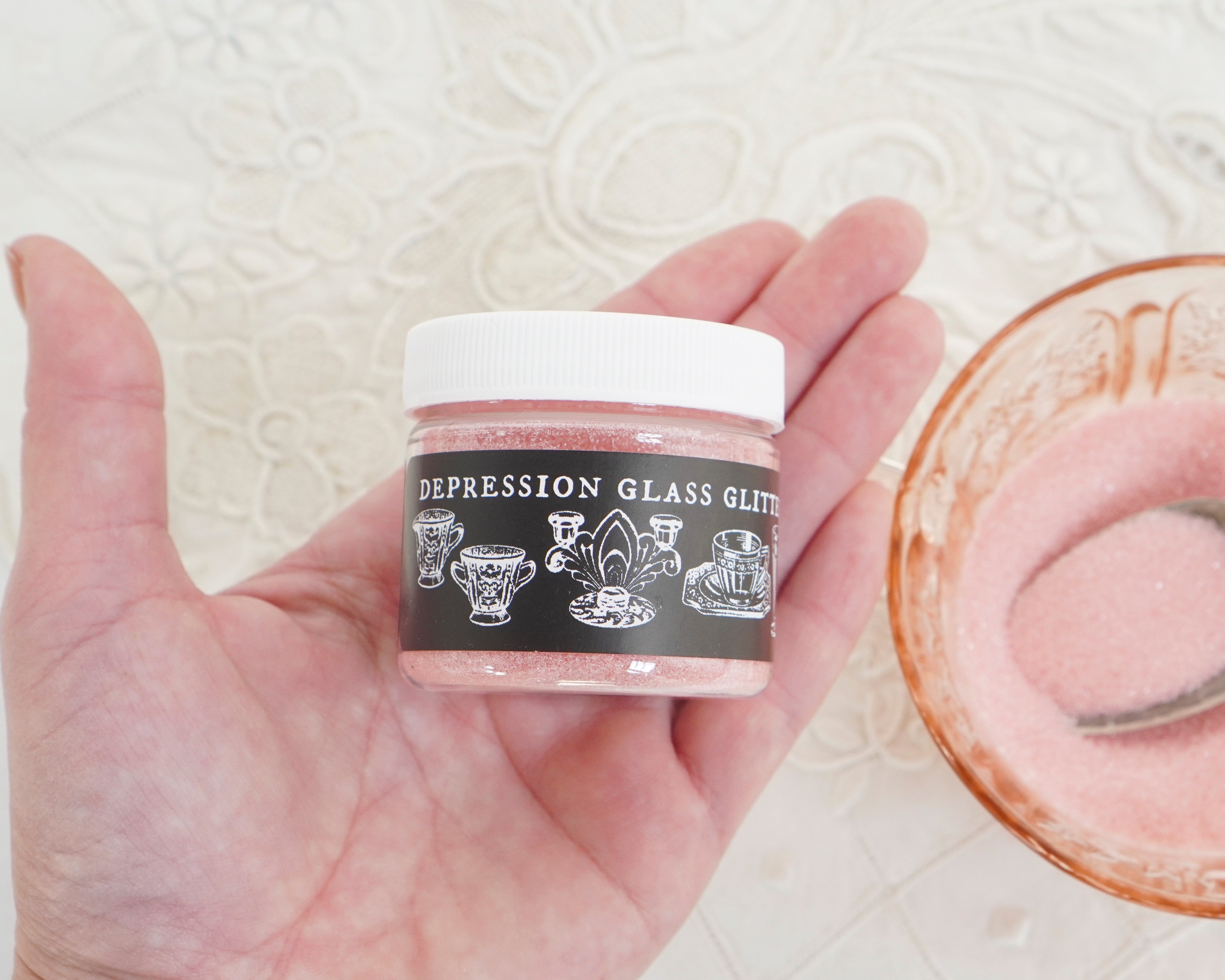 Depression Glass Glitter, Candy Pink