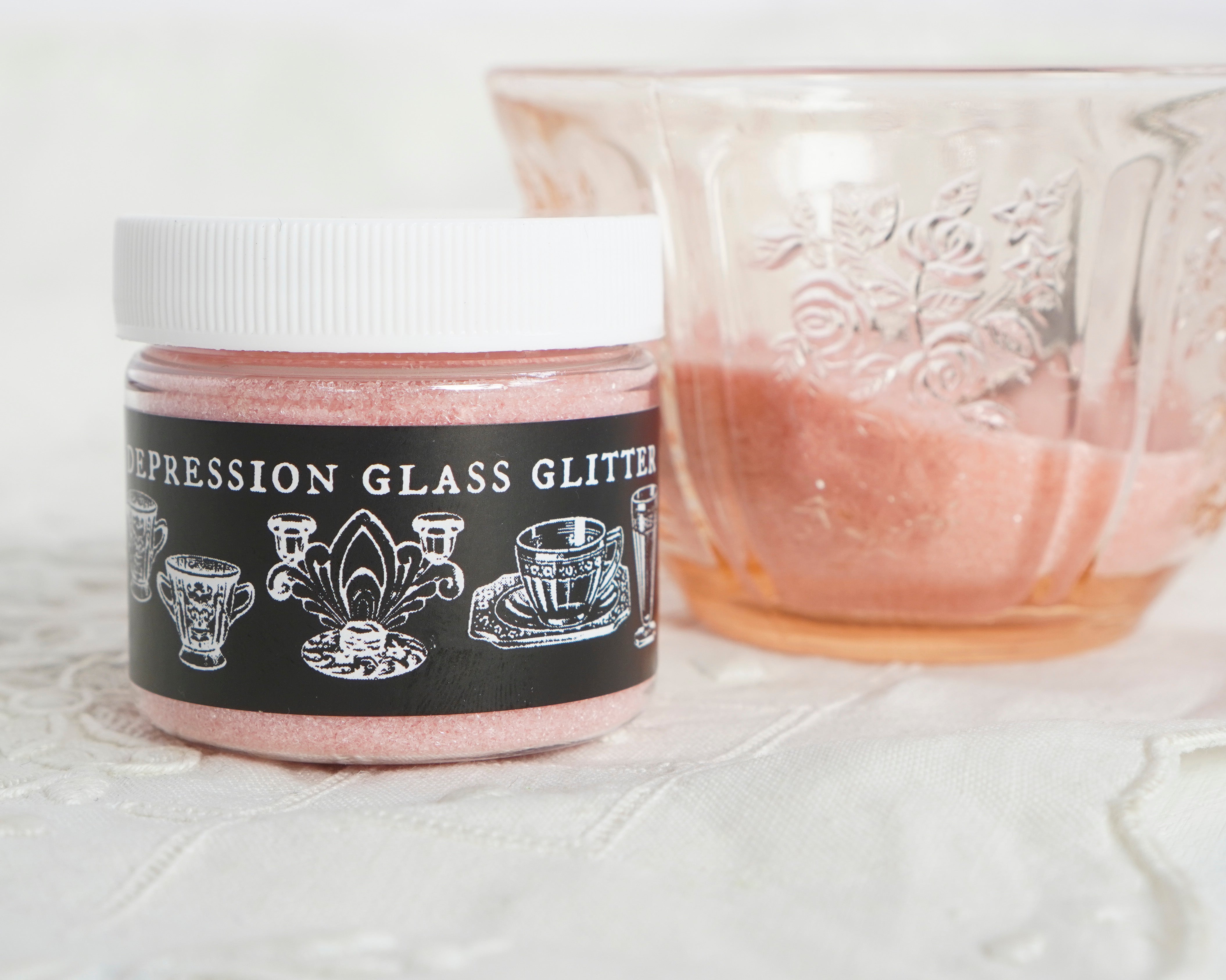 Depression Glass Glitter, Candy Pink