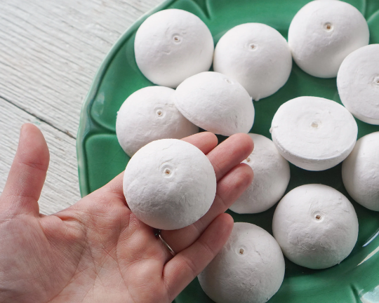 50mm Spun Cotton Hemisphere Half Balls, Mushroom Cap Craft Shapes, 12 Pcs.