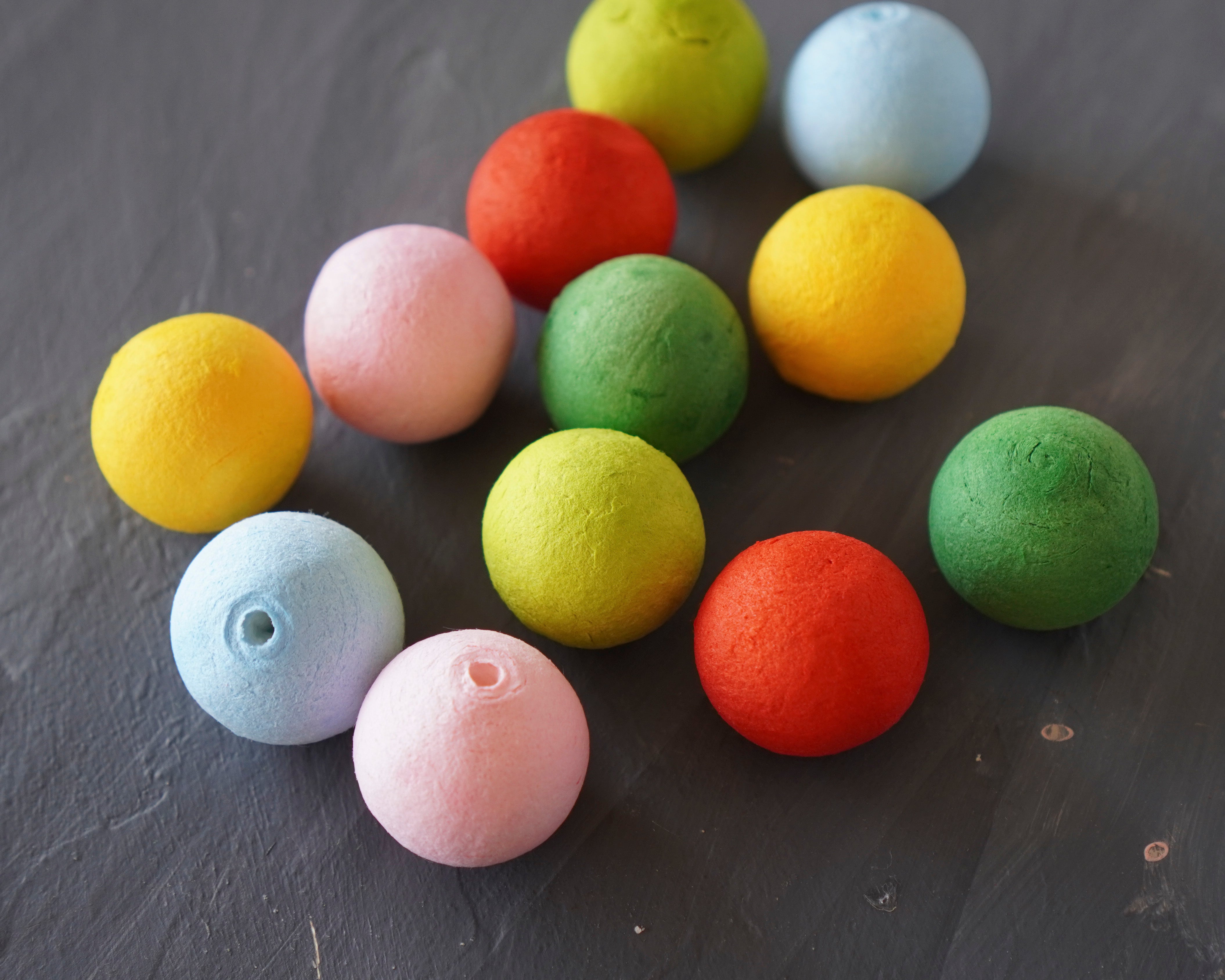 Elf Bodies - Multi Color Tinted 25mm Spun Cotton Balls, 12 Pcs.