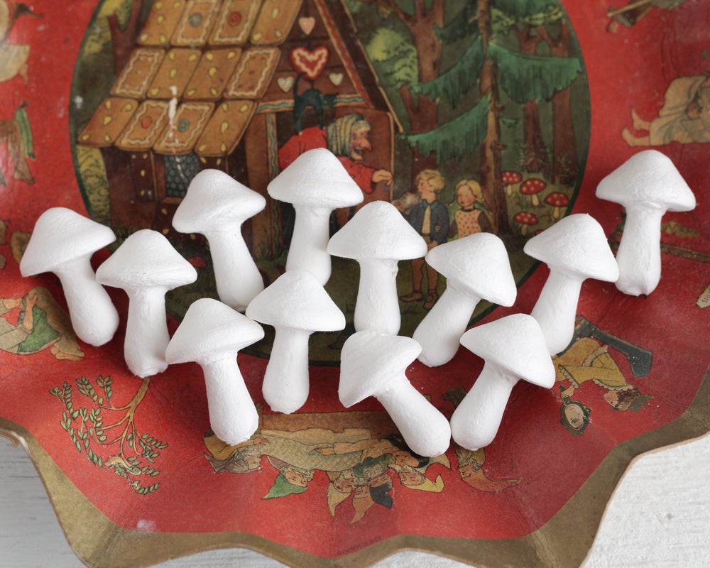 Fairy Tale Mushrooms - Vintage-Style Spun Cotton Craft Shapes