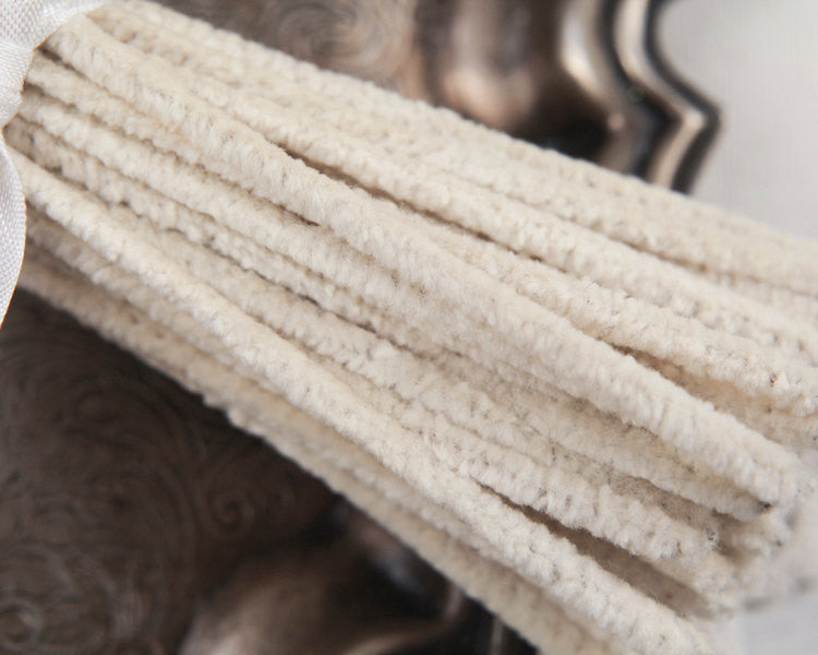 Old Fashioned Pipe Cleaners - Thin Off White Chenille Stems, 50