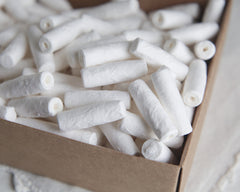 Spun Cotton Pegs - 1 1/4 Inch Miniature Cylinder / Candle Craft Shapes, 8 Pcs.