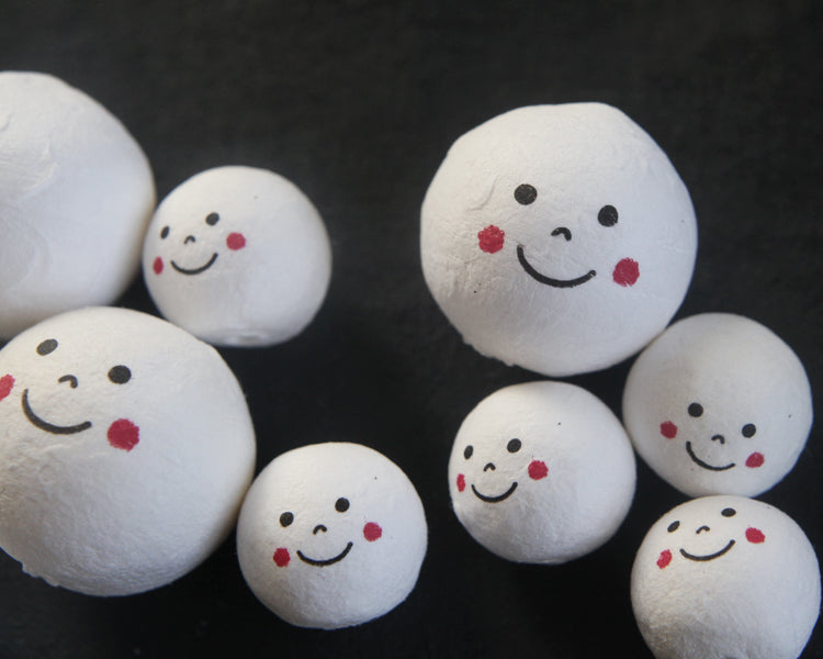Spun Cotton Heads: SMILEY FACE - Vintage-Style Cotton Doll Heads with Happy Faces